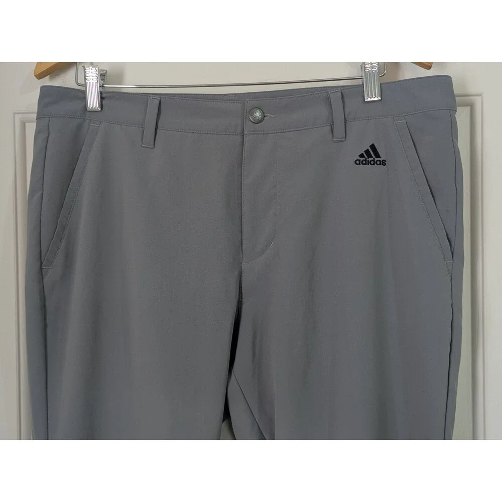 ADIDAS Golf Chino Pants Mens 32x32 Gray Performance Stretch Lightweight Logo